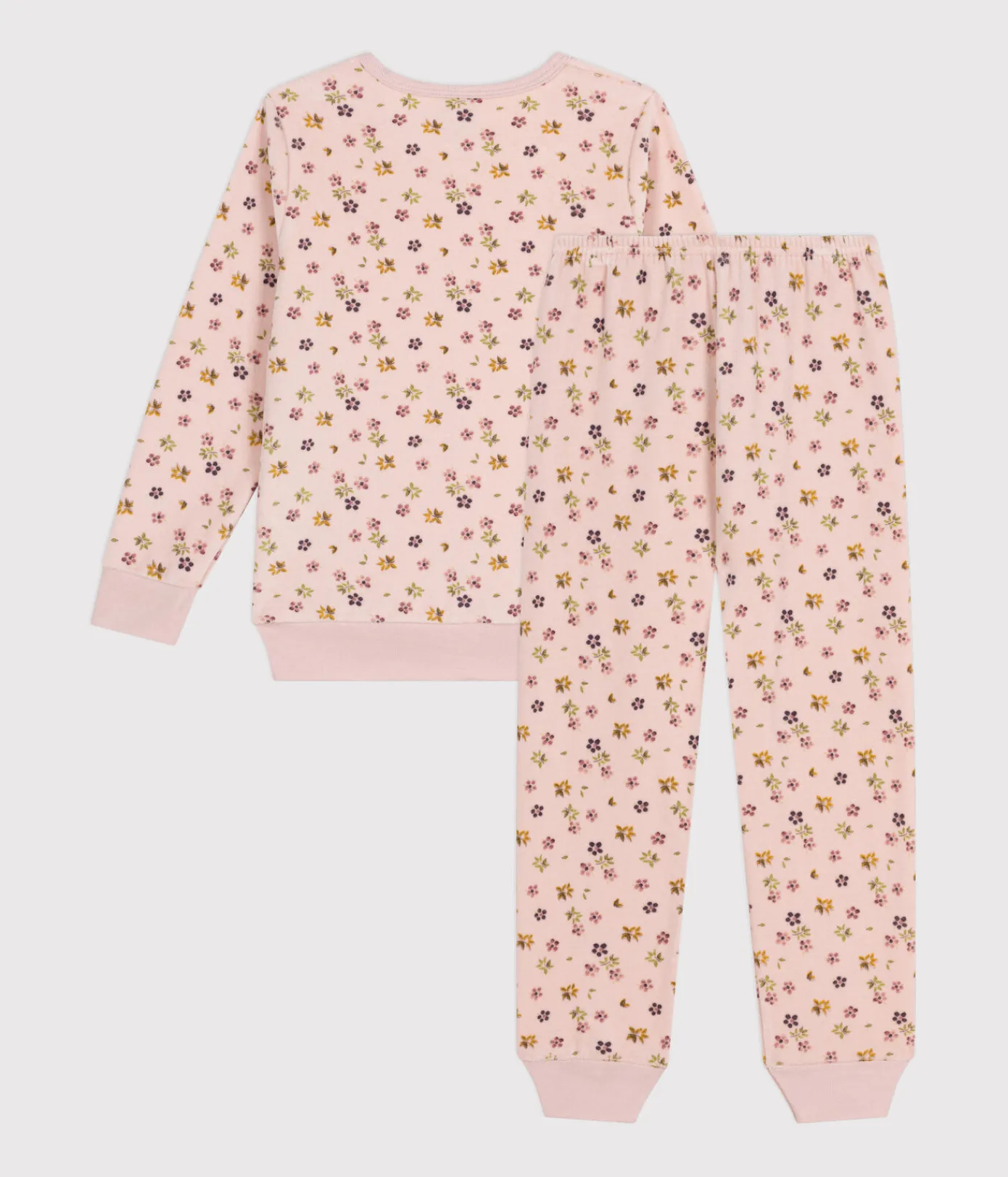 Petit Bateau Schlafanzüge, Nachthemden*Kinder-Pyjama aus Nicki mit Blumenmotiv rosa SALINE/weiss MULTICO