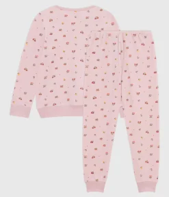 Petit Bateau Schlafanzüge, Nachthemden*Kinder-Pyjama aus Nicki mit Blumenmotiv rosa JOLI/weiss MULTICO
