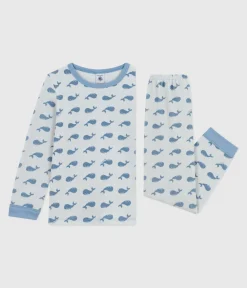 Petit Bateau Schlafanzüge, Pyjamas|Schlafanzüge, Nachthemden*Kinder-Pyjama aus Nicki mit Walmotiv CO2/ ADRIATIC