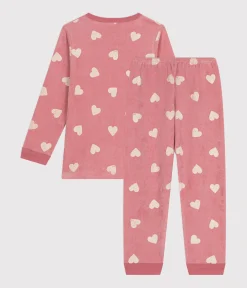 Petit Bateau Schlafanzüge, Nachthemden*Kinder-Pyjama aus Nicki mit Herzmotiv rosa ROSEWOOD/ MARSHMALLOW