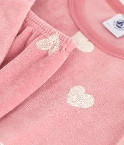 Petit Bateau Schlafanzüge, Nachthemden*Kinder-Pyjama aus Nicki mit Herzmotiv rosa ROSEWOOD/ MARSHMALLOW