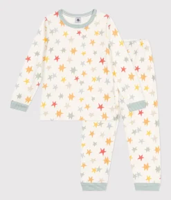 Petit Bateau Schlafanzüge, Pyjamas|Schlafanzüge, Nachthemden*Kinder-Pyjama aus Nicki mit Sternmotiv weiss MARSHMALLOW/weiss MULTICO