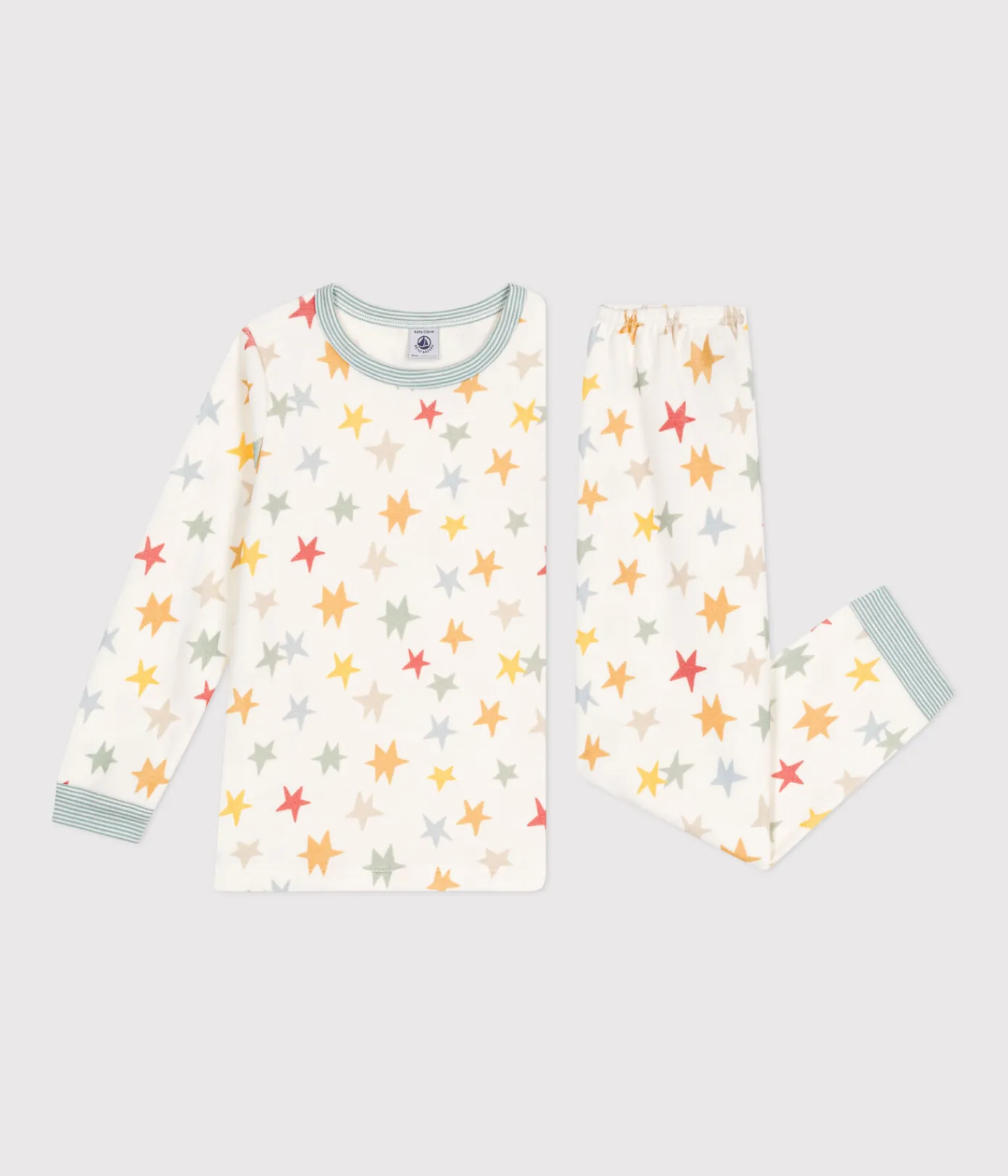 Petit Bateau Schlafanzüge, Pyjamas|Schlafanzüge, Nachthemden*Kinder-Pyjama aus Nicki mit Sternmotiv weiss MARSHMALLOW/weiss MULTICO