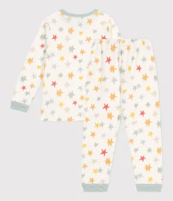 Petit Bateau Schlafanzüge, Pyjamas|Schlafanzüge, Nachthemden*Kinder-Pyjama aus Nicki mit Sternmotiv weiss MARSHMALLOW/weiss MULTICO
