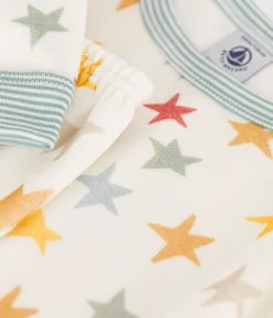 Petit Bateau Schlafanzüge, Pyjamas|Schlafanzüge, Nachthemden*Kinder-Pyjama aus Nicki mit Sternmotiv weiss MARSHMALLOW/weiss MULTICO