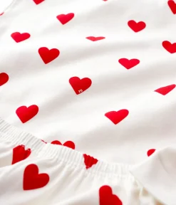 Petit Bateau Schlafanzüge, Pyjamas|Schlafanzüge, Nachthemden*Kinderpyjama aus Rippstrick mit Herzchen für Mädchen weiss MARSHMALLOW/ROT TERKUIT