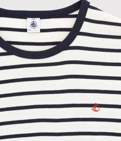 Petit Bateau Herren|Schlafanzüge, Pyjamas*Kinderpyjama aus Rippstrick mit Matrosenstreifen weiss MARSHMALLOW/blau SMOKING