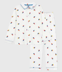 Petit Bateau Schlafanzüge, Pyjamas*Kinder-Pyjama mit Knopfverschluss aus bedruckter Baumwolle MARSHMALLOW/ OLYMPIC/ MULTICO