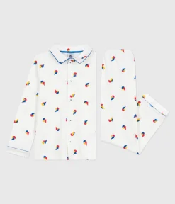 Petit Bateau Schlafanzüge, Pyjamas*Kinder-Pyjama mit Knopfverschluss aus bedruckter Baumwolle MARSHMALLOW/ OLYMPIC/ MULTICO