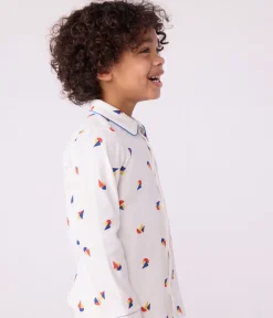 Petit Bateau Schlafanzüge, Pyjamas*Kinder-Pyjama mit Knopfverschluss aus bedruckter Baumwolle MARSHMALLOW/ OLYMPIC/ MULTICO