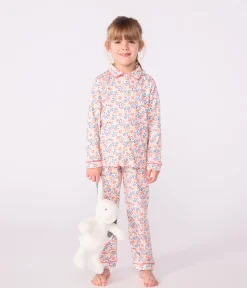 Petit Bateau Schlafanzüge, Nachthemden*Kinder-Pyjama mit Knopfverschluss aus bedruckter Baumwolle weiss MARSHMALLOW/weiss MULTICO