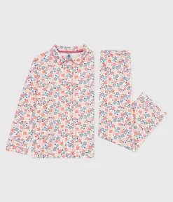 Petit Bateau Schlafanzüge, Nachthemden*Kinder-Pyjama mit Knopfverschluss aus bedruckter Baumwolle weiss MARSHMALLOW/weiss MULTICO