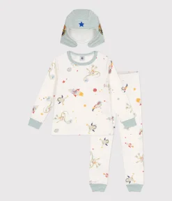 Petit Bateau Schlafanzüge, Pyjamas|Schlafanzüge, Nachthemden*Kinder-Pyjama zum Verkleiden aus Baumwolle mit Raumfahrtmotiven weiss MARSHMALLOW/weiss MULTICO