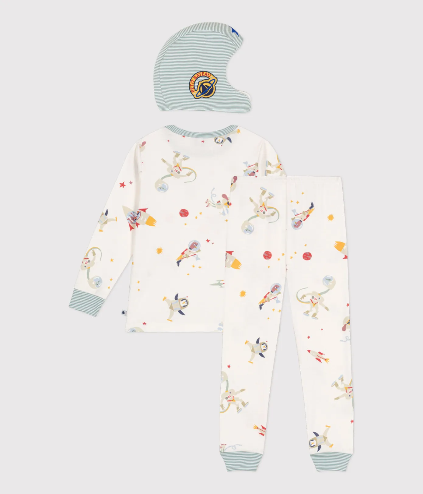 Petit Bateau Schlafanzüge, Pyjamas|Schlafanzüge, Nachthemden*Kinder-Pyjama zum Verkleiden aus Baumwolle mit Raumfahrtmotiven weiss MARSHMALLOW/weiss MULTICO