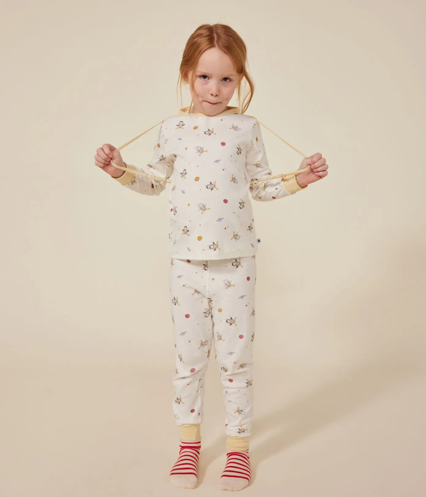 Petit Bateau Schlafanzüge, Pyjamas|Schlafanzüge, Nachthemden*Kinder-Pyjama zum Verkleiden aus Baumwolle mit Raumfahrtmotiven weiss MARSHMALLOW/weiss MULTICO