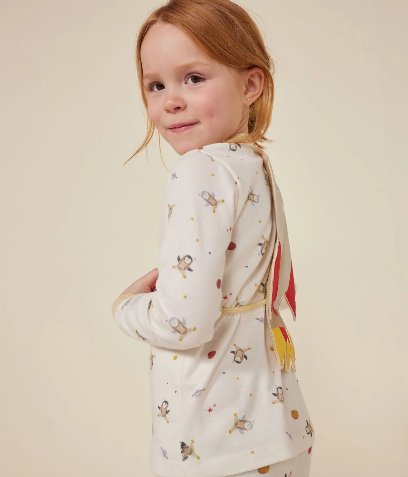 Petit Bateau Schlafanzüge, Pyjamas|Schlafanzüge, Nachthemden*Kinder-Pyjama zum Verkleiden aus Baumwolle mit Raumfahrtmotiven weiss MARSHMALLOW/weiss MULTICO