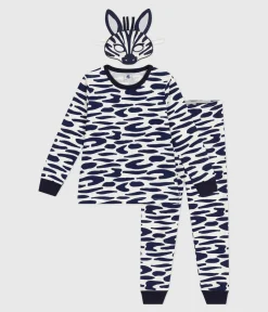 Petit Bateau Schlafanzüge, Pyjamas|Schlafanzüge, Nachthemden*Kinder-Pyjama zum Verkleiden aus Baumwolle mit Zebra-Motiv blau MILK/ SOIR