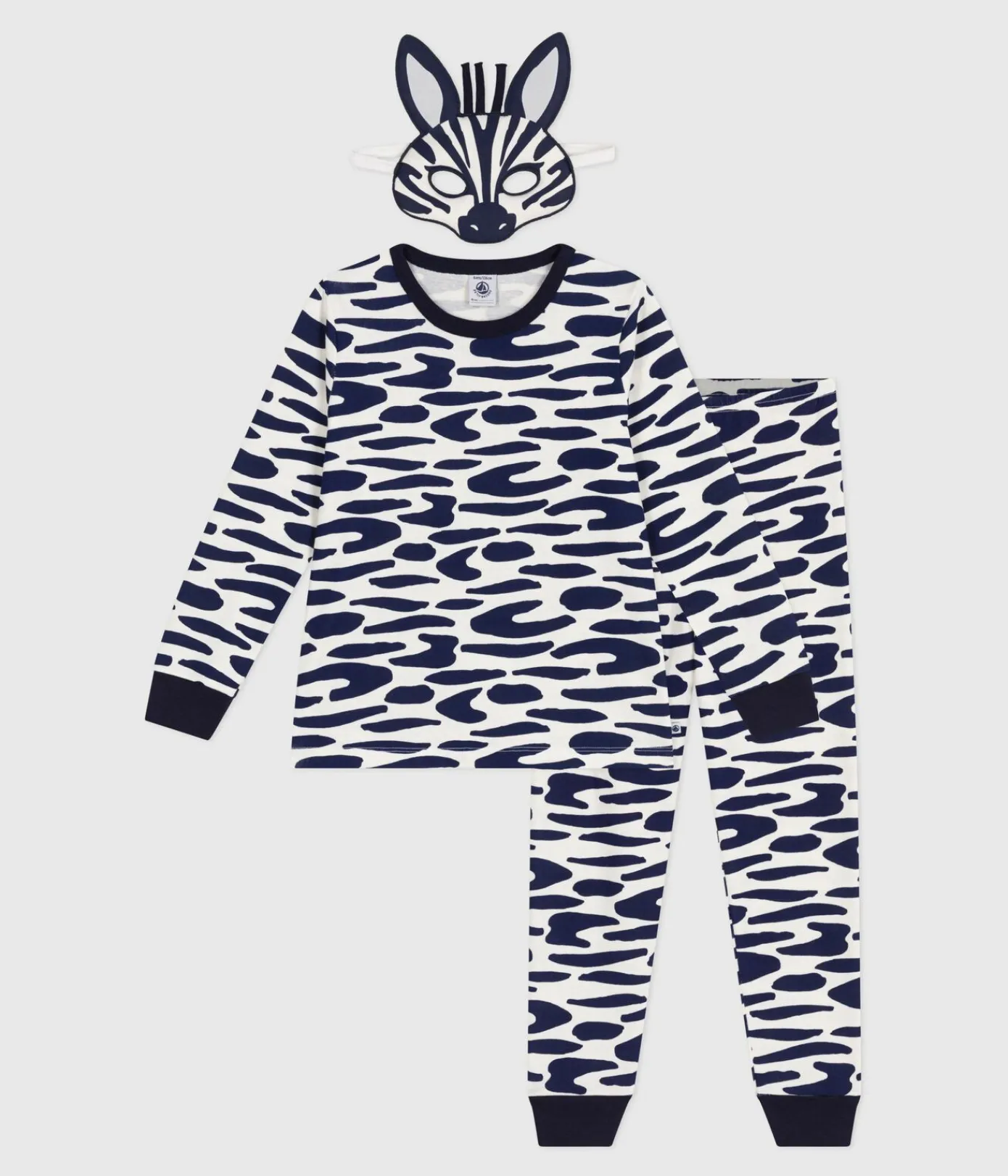 Petit Bateau Schlafanzüge, Pyjamas|Schlafanzüge, Nachthemden*Kinder-Pyjama zum Verkleiden aus Baumwolle mit Zebra-Motiv blau MILK/ SOIR