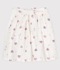 Petit Bateau Kleider, Röcke*Kinder-Rock aus Baumwolle mit Herzen weiss AVALANCHE/ MULTICO