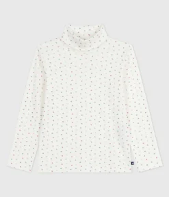 Petit Bateau T-Shirts, Tops, Oberteile*Kinder-Rollkragenshirt aus bedruckter Baumwolle weiss MARSHMALLOW/weiss MULTICO