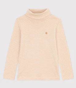 Petit Bateau T-Shirts, Poloshirts, Hemden|T-Shirts, Tops, Oberteile*Kinder-Rollkragenshirt aus Baumwolle mit Streifen TOURONE/ MARSHMALLOW