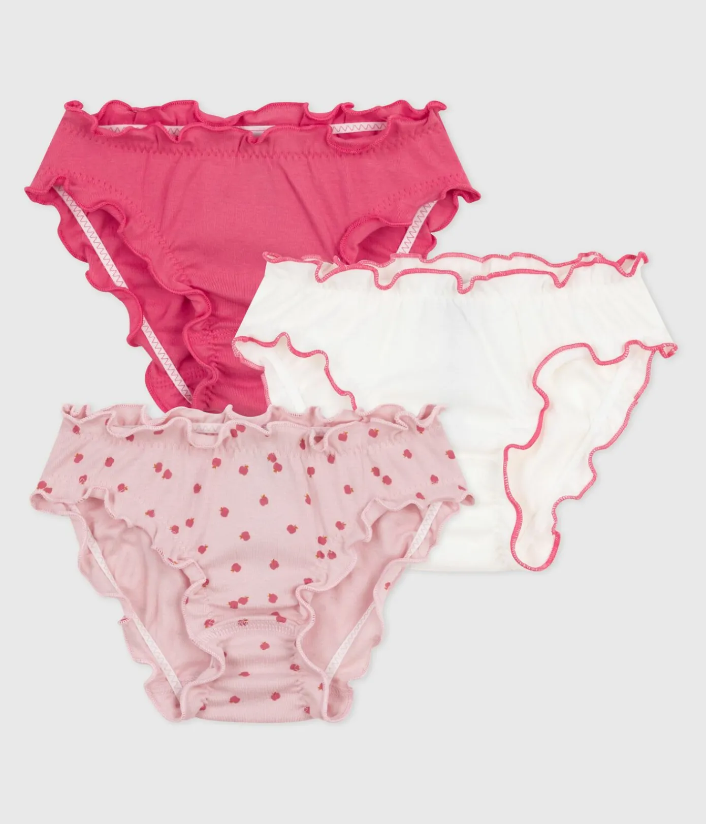 Petit Bateau Unterhosen, Shortys*Kinder-Rüschenslips aus Baumwolle mit Apfel-Motiv variante 1