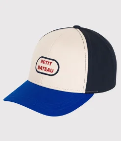 Petit Bateau Accessoires, Mützen, Caps*Kinder-Schirmmütze aus Baumwolle weiss AVALANCHE/blau SMOKING