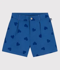 Petit Bateau Shorts, Hosen, Leggings*Kinder-Shorts aus Baumwolle mit Herzmotiv blau ALASKA FONCE/ MEDIEVAL