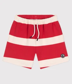 Petit Bateau Shorts, Hosen, Leggings*Kinder-Shorts aus Baumwolle mit Streifen ROT AURORA/ AVALANCHE