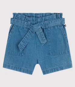 Petit Bateau Shorts, Hosen, Leggings*Kinder-Shorts aus leichtem Denim für Mädchen blau DENIM CLAIR