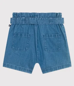 Petit Bateau Shorts, Hosen, Leggings*Kinder-Shorts aus leichtem Denim für Mädchen blau DENIM CLAIR