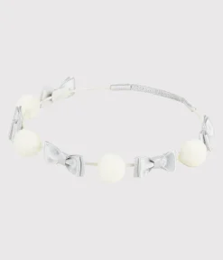 Petit Bateau Accessoires, Mützen, Caps*Kinder-Stirnband für Mädchen weiss MARSHMALLOW/grau ARGENT