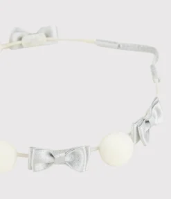 Petit Bateau Accessoires, Mützen, Caps*Kinder-Stirnband für Mädchen weiss MARSHMALLOW/grau ARGENT