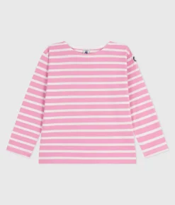 Petit Bateau Sweatshirts, Pullover, Cardigans*Kinder-Streifenshirt rosa BOUDOIR/ MILK