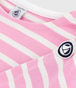 Petit Bateau Sweatshirts, Pullover, Cardigans*Kinder-Streifenshirt rosa BOUDOIR/ MILK