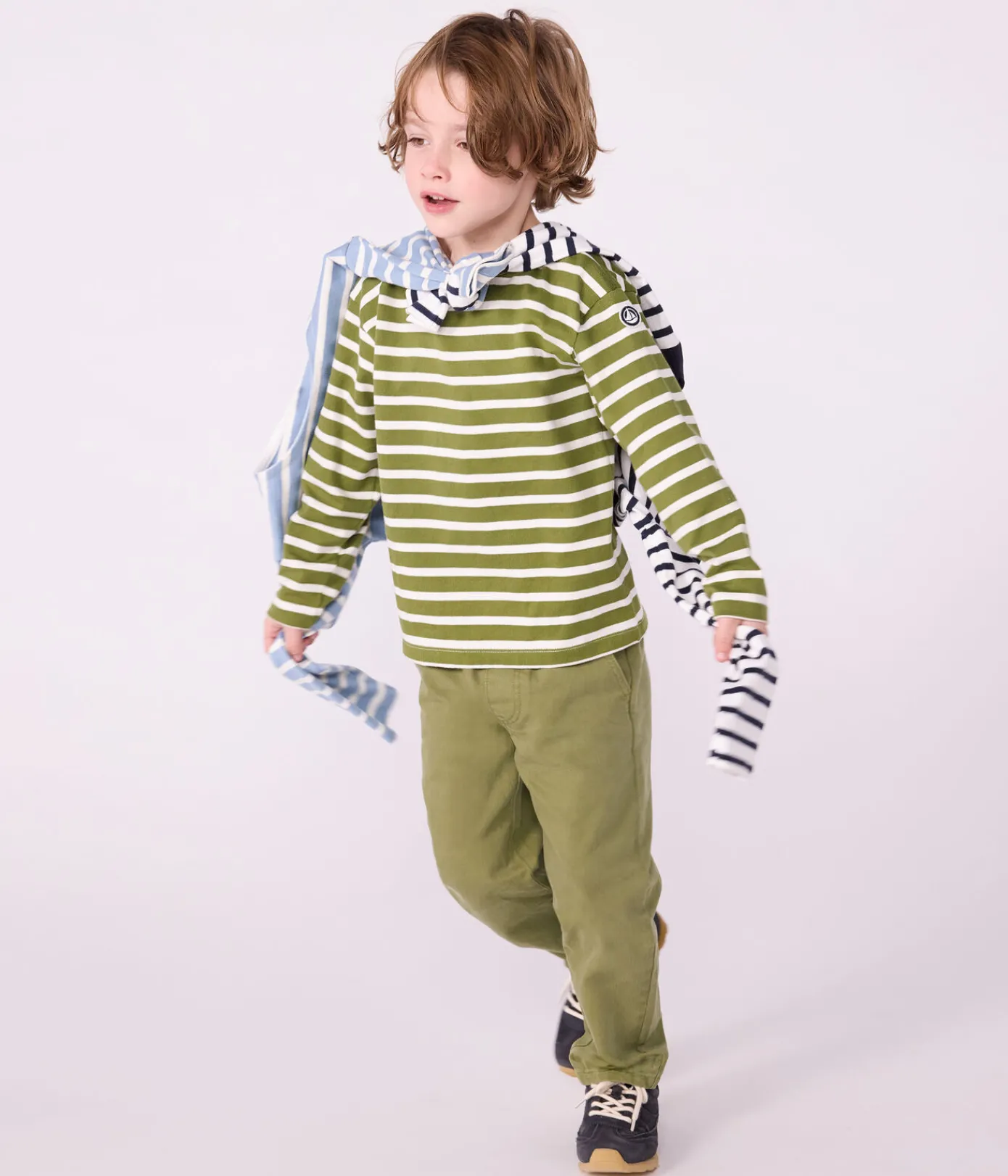 Petit Bateau Sweatshirts, Pullover, Cardigans|Sweatshirts, Pullover, Cardigans*Kinder-Streifenshirt grün CEDAR/ MILK