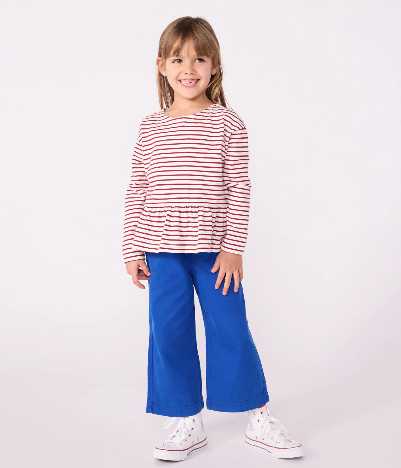 Petit Bateau Sweatshirts, Pullover, Cardigans*Kinder-Streifenshirt ROT MILK/ AMARANTE