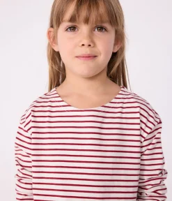 Petit Bateau Sweatshirts, Pullover, Cardigans*Kinder-Streifenshirt ROT MILK/ AMARANTE