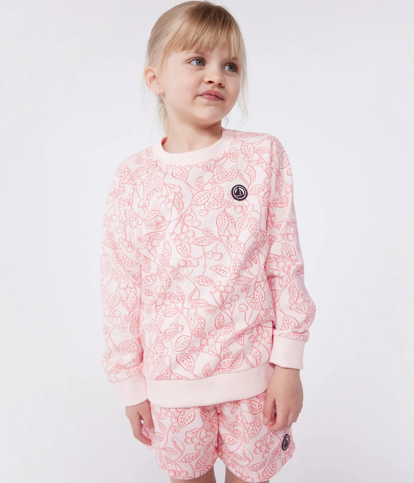 Petit Bateau Sweatshirts, Pullover, Cardigans*Kinder-Sweatshirt aus bedruckter Baumwolle rosa FLEUR/ SPI