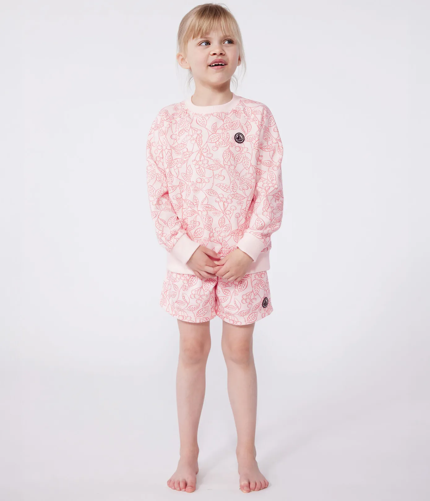 Petit Bateau Sweatshirts, Pullover, Cardigans*Kinder-Sweatshirt aus bedruckter Baumwolle rosa FLEUR/ SPI
