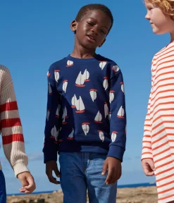 Petit Bateau Sweatshirts, Pullover, Cardigans*Kinder-Sweatshirt aus bedruckter Baumwolle blau MEDIEVAL/weiss MULTICO