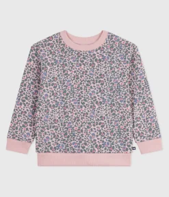 Petit Bateau Sweatshirts, Pullover, Cardigans*Kinder-Sweatshirt aus bedruckter Baumwolle rosa JOLI/weiss MULTICO