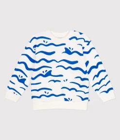 Petit Bateau Sweatshirts, Pullover, Cardigans*Kinder-Sweatshirt aus bedruckter Baumwolle weiss MARSHMALLOW/weiss MULTICO