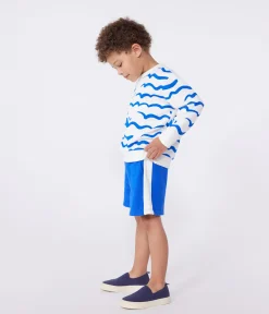 Petit Bateau Sweatshirts, Pullover, Cardigans*Kinder-Sweatshirt aus bedruckter Baumwolle weiss MARSHMALLOW/weiss MULTICO