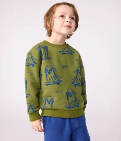 Petit Bateau Sweatshirts, Pullover, Cardigans*Kinder-Sweatshirt aus bedruckter Baumwolle blau CEDAR/ OLYMPIC