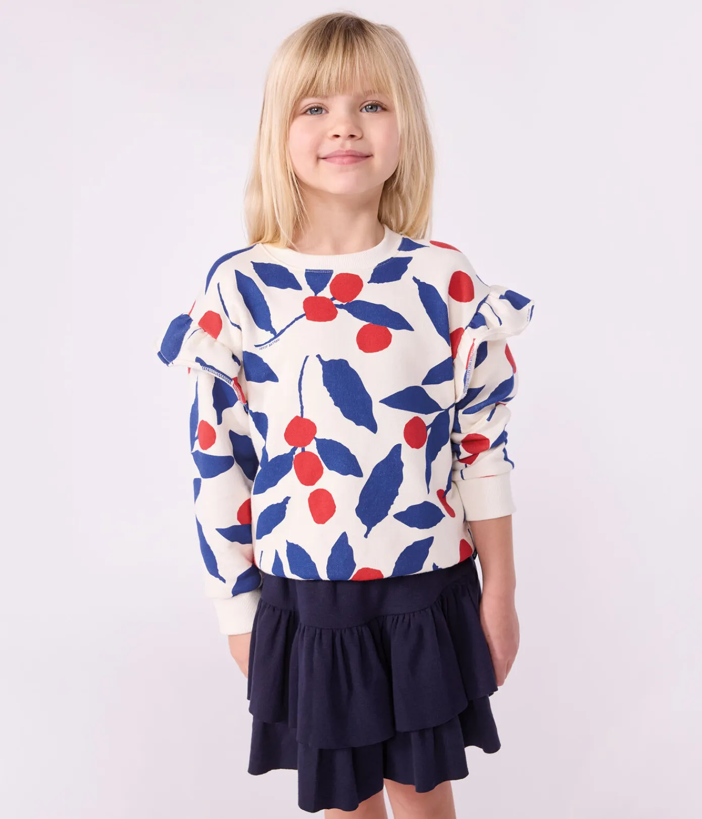 Petit Bateau Sweatshirts, Pullover, Cardigans*Kinder-Sweatshirt aus bedruckter Baumwolle MILK/ MULTICO