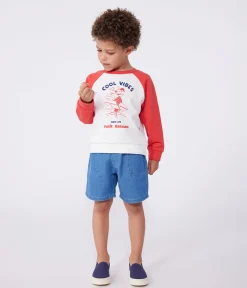 Petit Bateau Sweatshirts, Pullover, Cardigans*Kinder-Sweatshirt aus bedruckter Baumwolle ROT MARSHMALLOW/ SPI