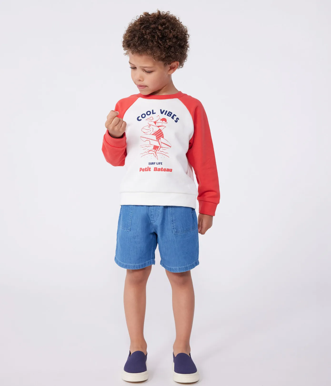 Petit Bateau Sweatshirts, Pullover, Cardigans*Kinder-Sweatshirt aus bedruckter Baumwolle ROT MARSHMALLOW/ SPI