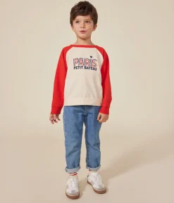 Petit Bateau Sweatshirts, Pullover, Cardigans|Sweatshirts, Pullover, Cardigans*Kinder-Sweatshirt aus leichtem Molton ROT AVALANCHE/ AURORA