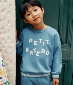 Petit Bateau Sweatshirts, Pullover, Cardigans|Sweatshirts, Pullover, Cardigans*Kinder-Sweatshirt aus Molton für Mädchen und Jungen blau BEACH